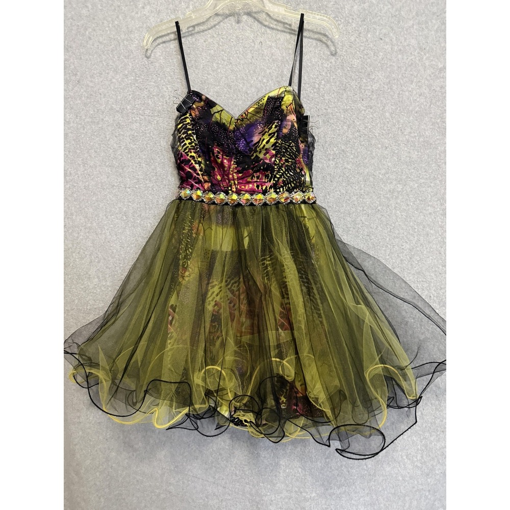 Josh And Jazz Dress Juniors 11/12 Multicolor Animal Tutu Rhinestone Party USA